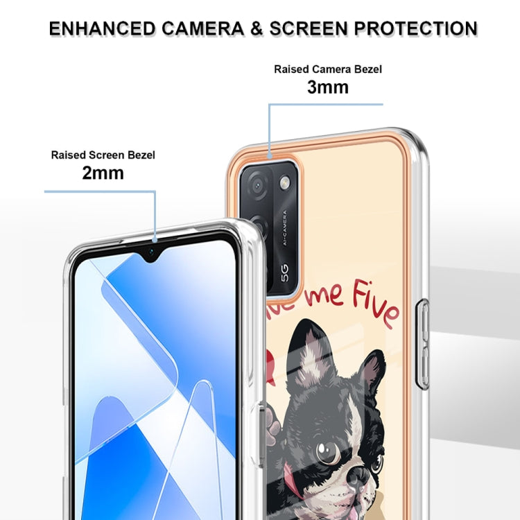 For OPPO A55 5G / A53s 5G / A54 4G Electroplating Marble Dual-side IMD Phone Case(Lucky Dog)