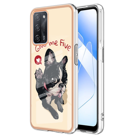 For OPPO A55 5G / A53s 5G / A54 4G Electroplating Marble Dual-side IMD Phone Case(Lucky Dog)