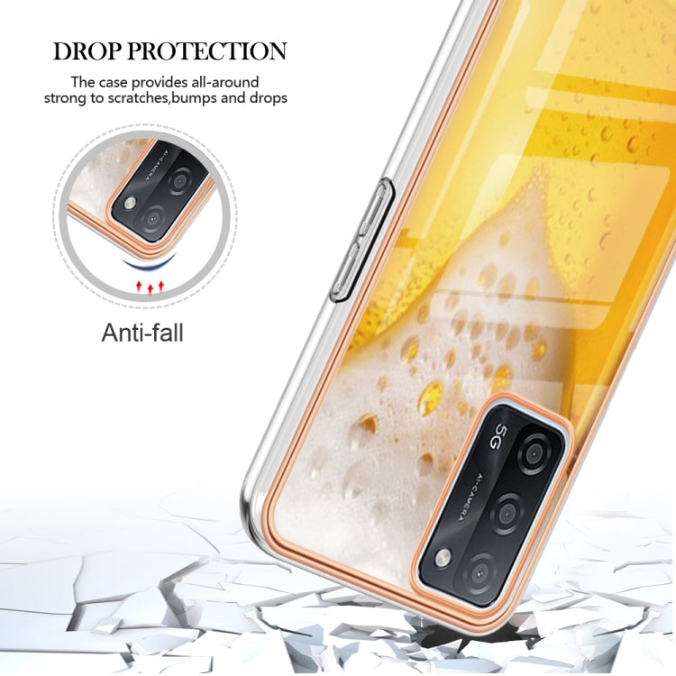 For OPPO A55 5G / A53s 5G / A54 4G Electroplating Marble Dual-side IMD Phone Case(Draft Beer)