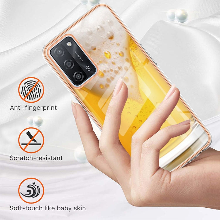 For OPPO A55 5G / A53s 5G / A54 4G Electroplating Marble Dual-side IMD Phone Case(Draft Beer)