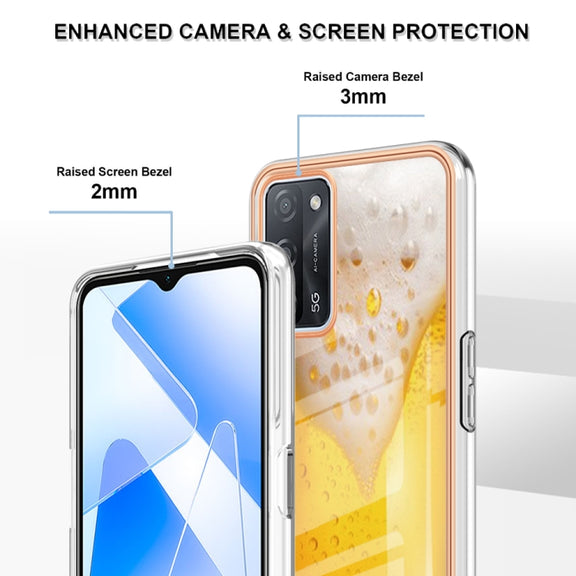 For OPPO A55 5G / A53s 5G / A54 4G Electroplating Marble Dual-side IMD Phone Case(Draft Beer)