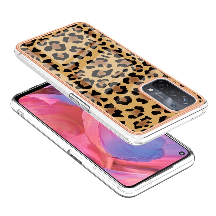 For OPPO A74 / A93 5G / A54 5G / A93s 5G Electroplating Marble Dual-side IMD Phone Case(Leopard Print)