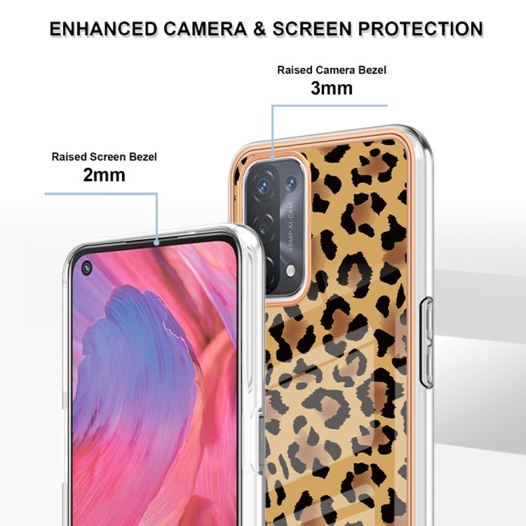 For OPPO A74 / A93 5G / A54 5G / A93s 5G Electroplating Marble Dual-side IMD Phone Case(Leopard Print)