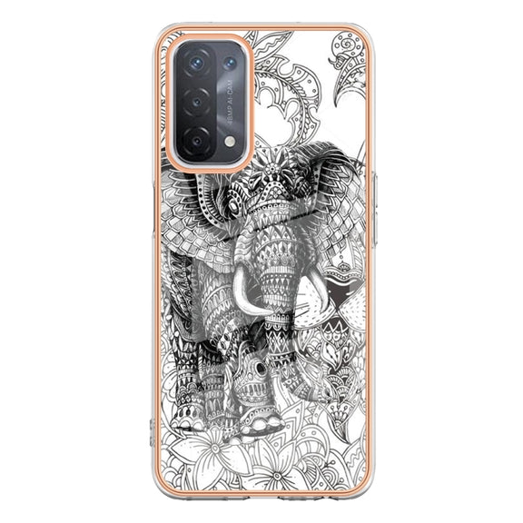 For OPPO A74 / A93 5G / A54 5G / A93s 5G Electroplating Marble Dual-side IMD Phone Case(Totem Elephant)