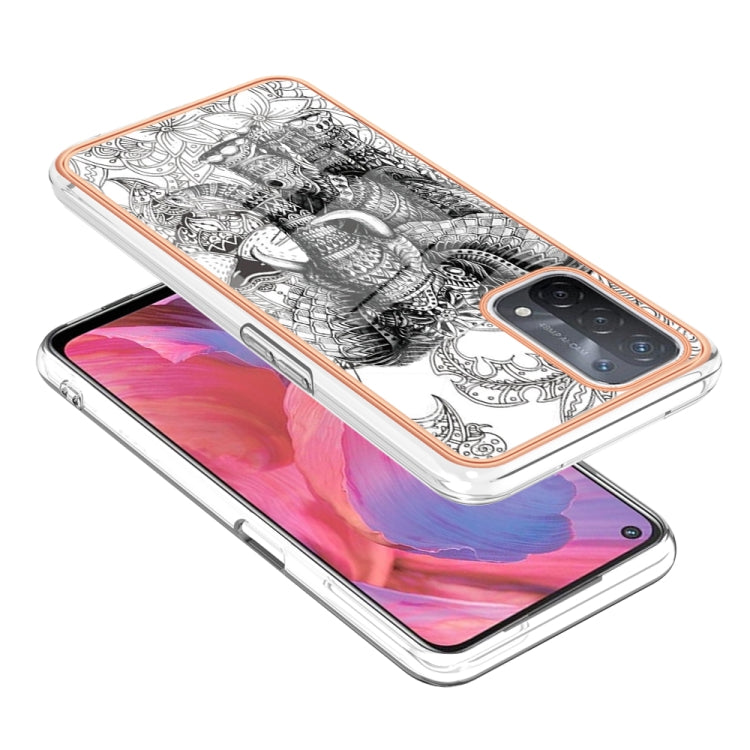 For OPPO A74 / A93 5G / A54 5G / A93s 5G Electroplating Marble Dual-side IMD Phone Case(Totem Elephant)