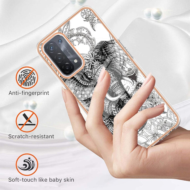 For OPPO A74 / A93 5G / A54 5G / A93s 5G Electroplating Marble Dual-side IMD Phone Case(Totem Elephant)