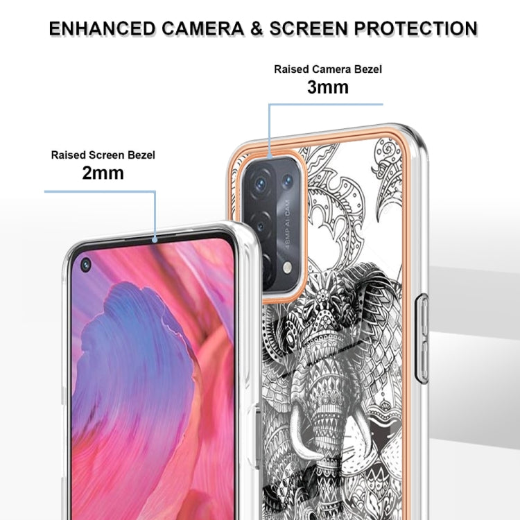 For OPPO A74 / A93 5G / A54 5G / A93s 5G Electroplating Marble Dual-side IMD Phone Case(Totem Elephant)