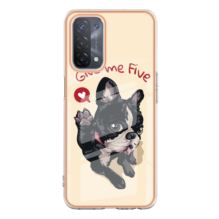 For OPPO A74 / A93 5G / A54 5G / A93s 5G Electroplating Marble Dual-side IMD Phone Case(Lucky Dog)