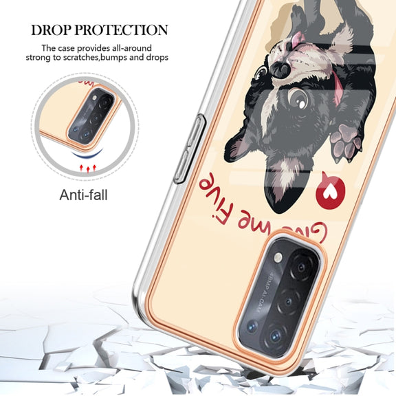 For OPPO A74 / A93 5G / A54 5G / A93s 5G Electroplating Marble Dual-side IMD Phone Case(Lucky Dog)