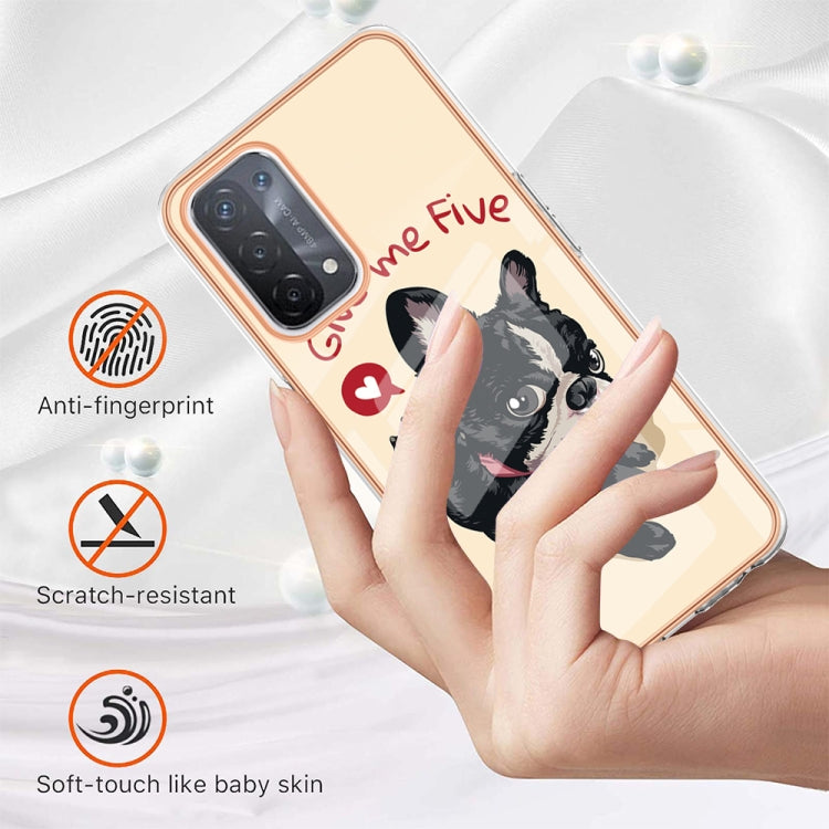 For OPPO A74 / A93 5G / A54 5G / A93s 5G Electroplating Marble Dual-side IMD Phone Case(Lucky Dog)