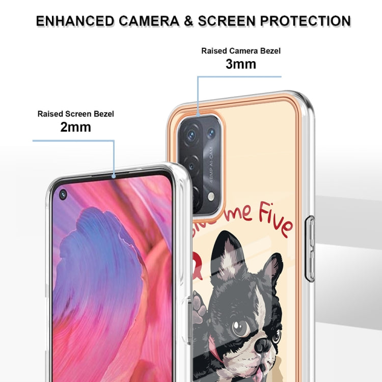 For OPPO A74 / A93 5G / A54 5G / A93s 5G Electroplating Marble Dual-side IMD Phone Case(Lucky Dog)