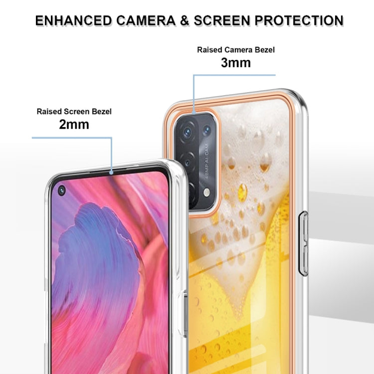 For OPPO A74 / A93 5G / A54 5G / A93s 5G Electroplating Marble Dual-side IMD Phone Case(Draft Beer)