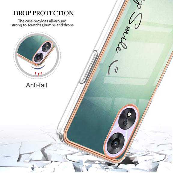 For OPPO A78 / A58 Electroplating Marble Dual-side IMD Phone Case(Smile)