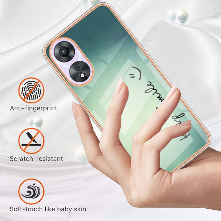 For OPPO A78 / A58 Electroplating Marble Dual-side IMD Phone Case(Smile)