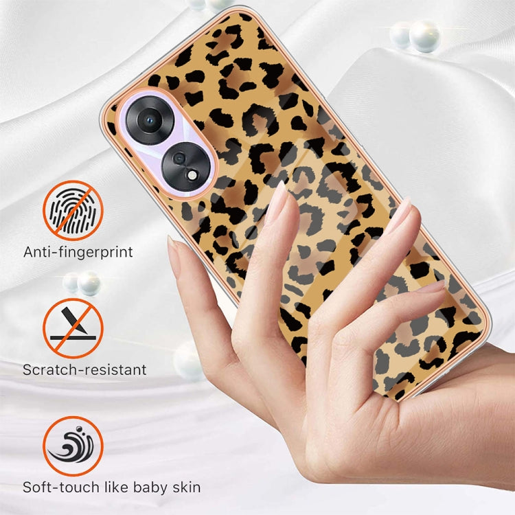 For OPPO A78 / A58 Electroplating Marble Dual-side IMD Phone Case(Leopard Print)