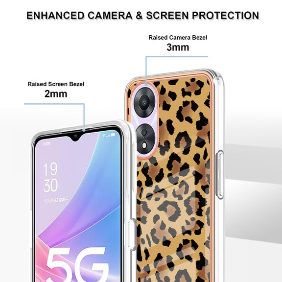For OPPO A78 / A58 Electroplating Marble Dual-side IMD Phone Case(Leopard Print)