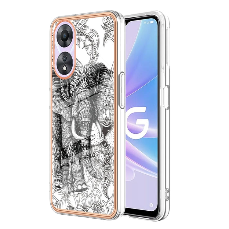 For OPPO A78 / A58 Electroplating Marble Dual-side IMD Phone Case(Totem Elephant)