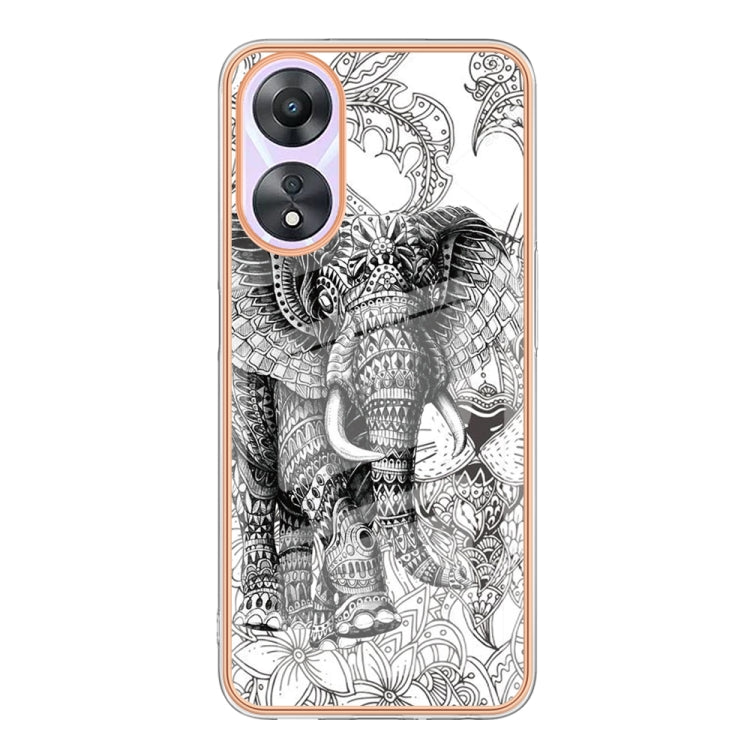For OPPO A78 / A58 Electroplating Marble Dual-side IMD Phone Case(Totem Elephant)
