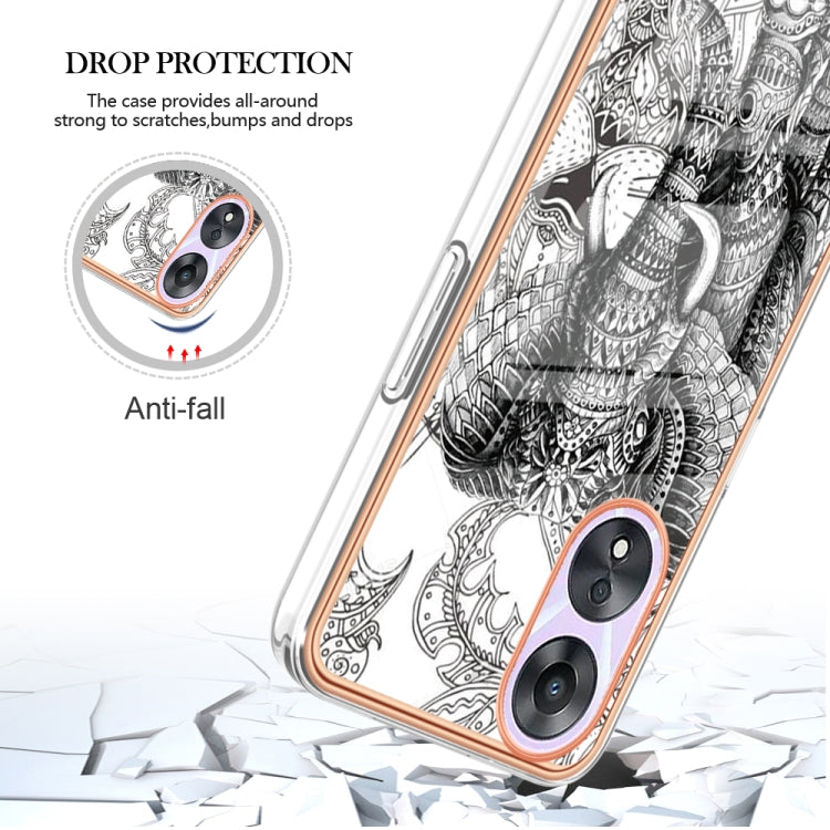 For OPPO A78 / A58 Electroplating Marble Dual-side IMD Phone Case(Totem Elephant)