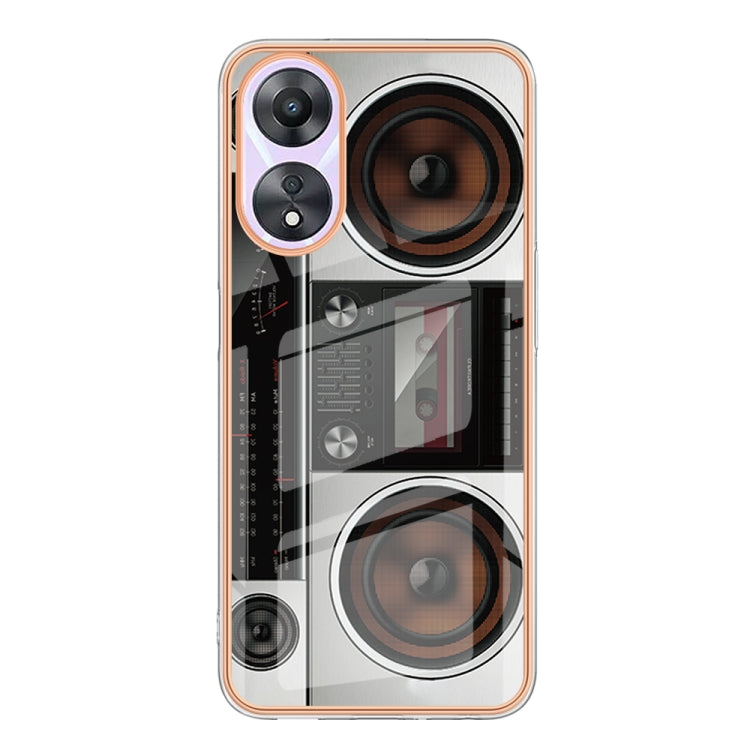 For OPPO A78 / A58 Electroplating Marble Dual-side IMD Phone Case(Retro Radio)