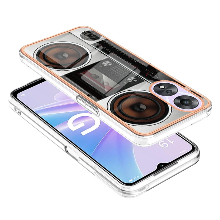 For OPPO A78 / A58 Electroplating Marble Dual-side IMD Phone Case(Retro Radio)