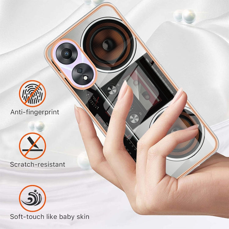 For OPPO A78 / A58 Electroplating Marble Dual-side IMD Phone Case(Retro Radio)