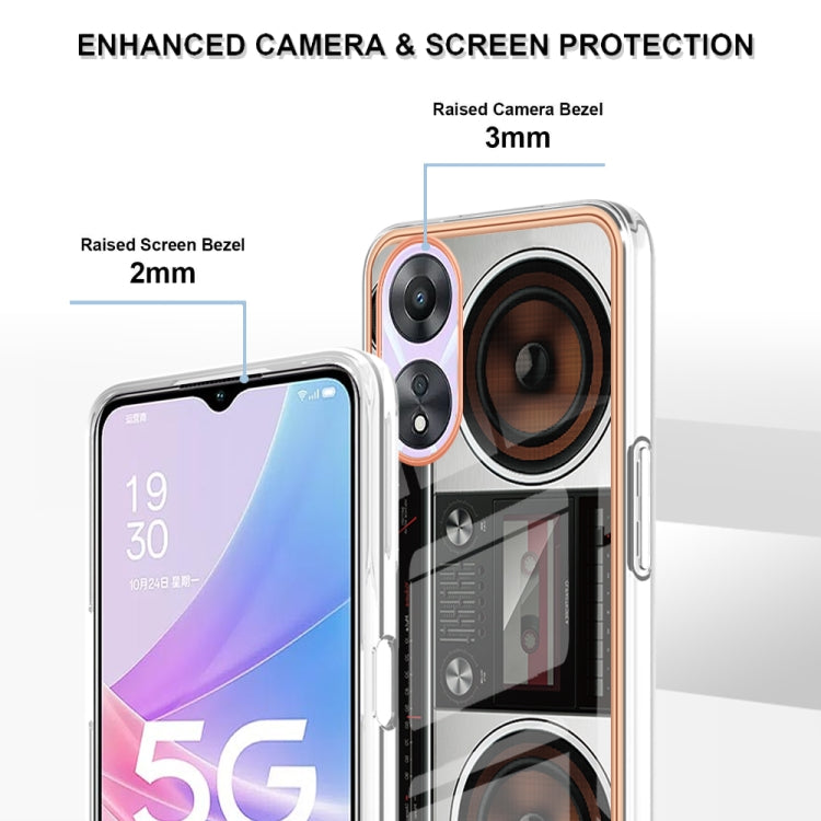 For OPPO A78 / A58 Electroplating Marble Dual-side IMD Phone Case(Retro Radio)