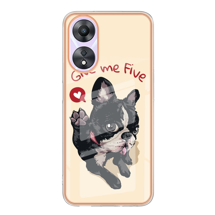 For OPPO A78 / A58 Electroplating Marble Dual-side IMD Phone Case(Lucky Dog)