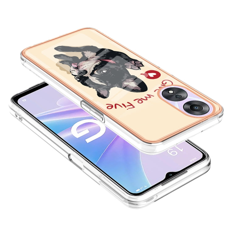 For OPPO A78 / A58 Electroplating Marble Dual-side IMD Phone Case(Lucky Dog)