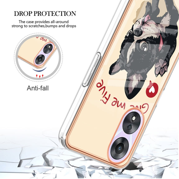 For OPPO A78 / A58 Electroplating Marble Dual-side IMD Phone Case(Lucky Dog)