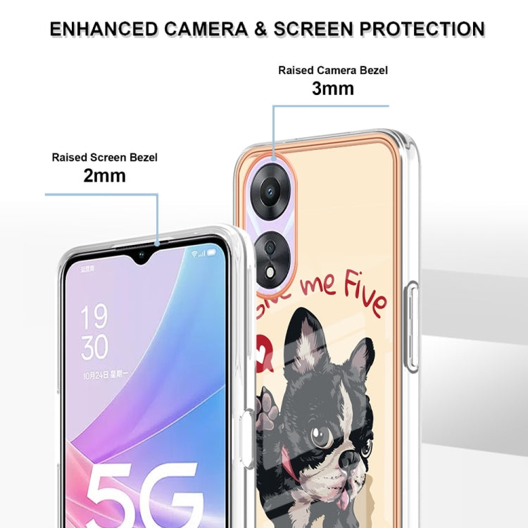 For OPPO A78 / A58 Electroplating Marble Dual-side IMD Phone Case(Lucky Dog)