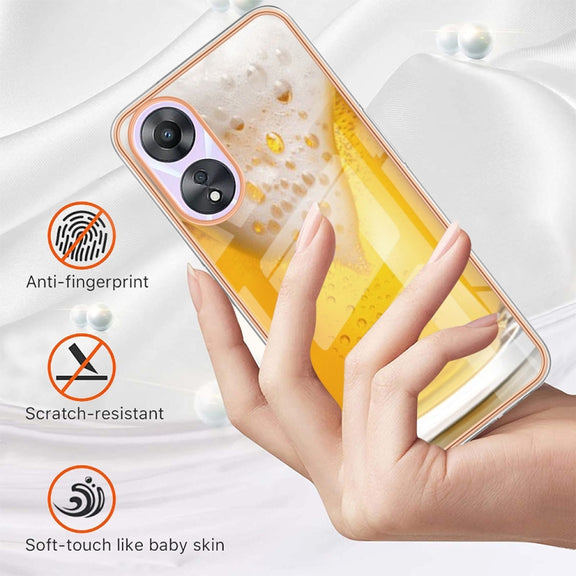 For OPPO A78 / A58 Electroplating Marble Dual-side IMD Phone Case(Draft Beer)