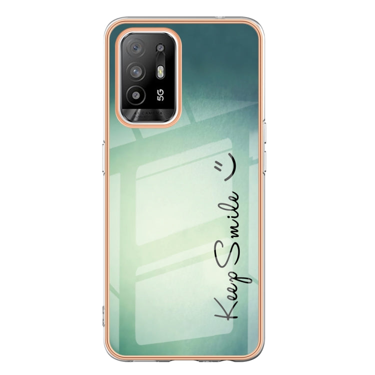For OPPO A94 5G / A95 5G Electroplating Marble Dual-side IMD Phone Case(Smile)