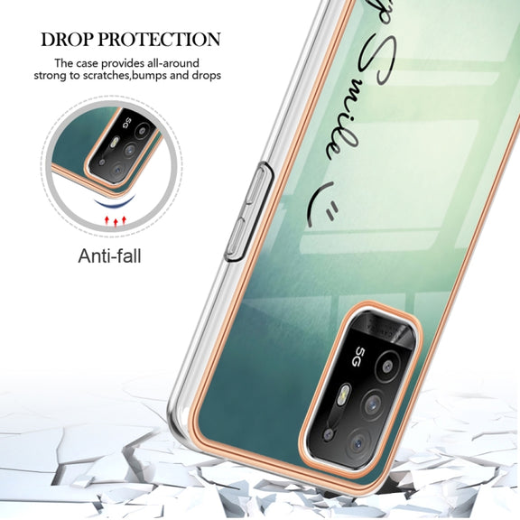 For OPPO A94 5G / A95 5G Electroplating Marble Dual-side IMD Phone Case(Smile)