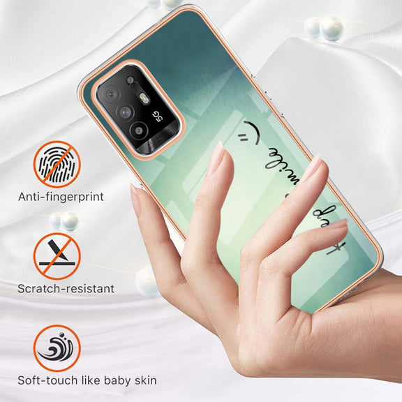 For OPPO A94 5G / A95 5G Electroplating Marble Dual-side IMD Phone Case(Smile)