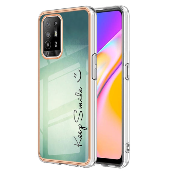 For OPPO A94 5G / A95 5G Electroplating Marble Dual-side IMD Phone Case(Smile)