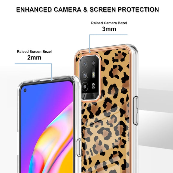 For OPPO A94 5G / A95 5G Electroplating Marble Dual-side IMD Phone Case(Leopard Print)