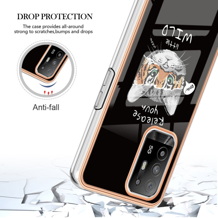 For OPPO A94 5G / A95 5G Electroplating Marble Dual-side IMD Phone Case(Natural Growth)