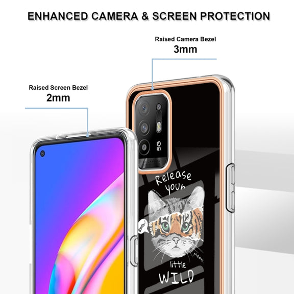 For OPPO A94 5G / A95 5G Electroplating Marble Dual-side IMD Phone Case(Natural Growth)