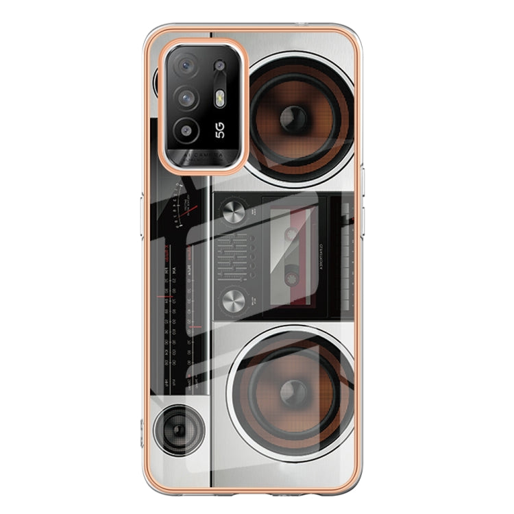 For OPPO A94 5G / A95 5G Electroplating Marble Dual-side IMD Phone Case(Retro Radio)
