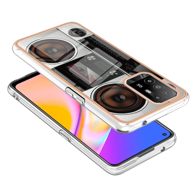 For OPPO A94 5G / A95 5G Electroplating Marble Dual-side IMD Phone Case(Retro Radio)