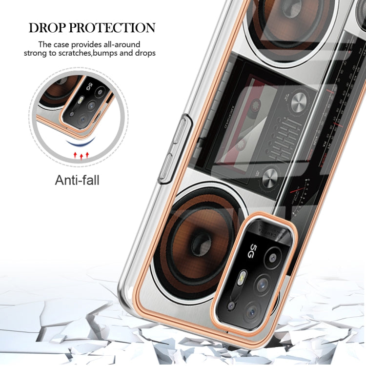 For OPPO A94 5G / A95 5G Electroplating Marble Dual-side IMD Phone Case(Retro Radio)