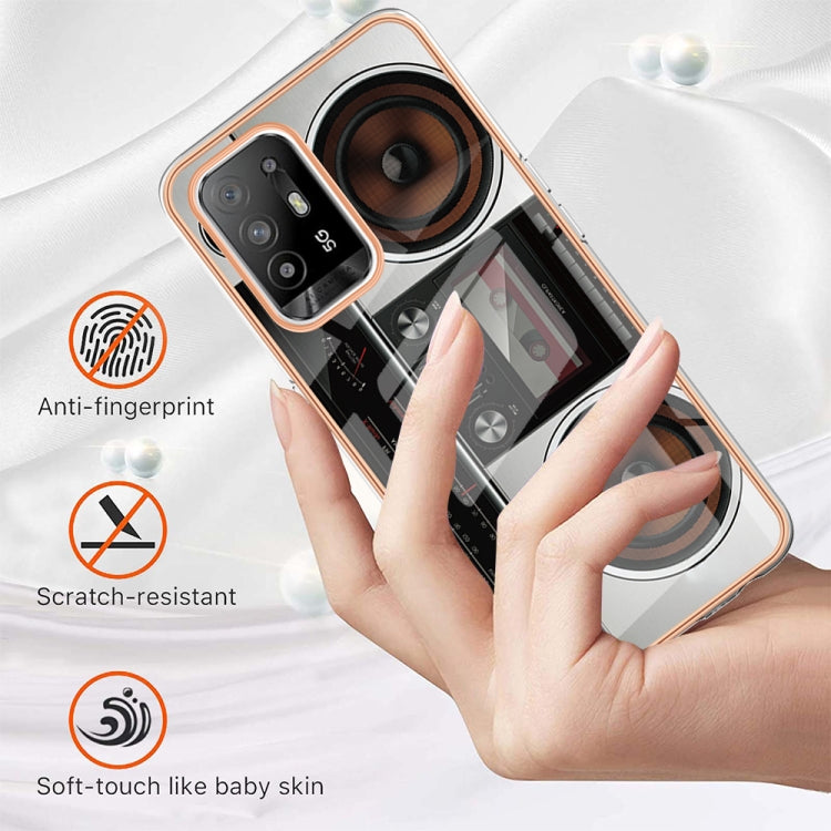 For OPPO A94 5G / A95 5G Electroplating Marble Dual-side IMD Phone Case(Retro Radio)