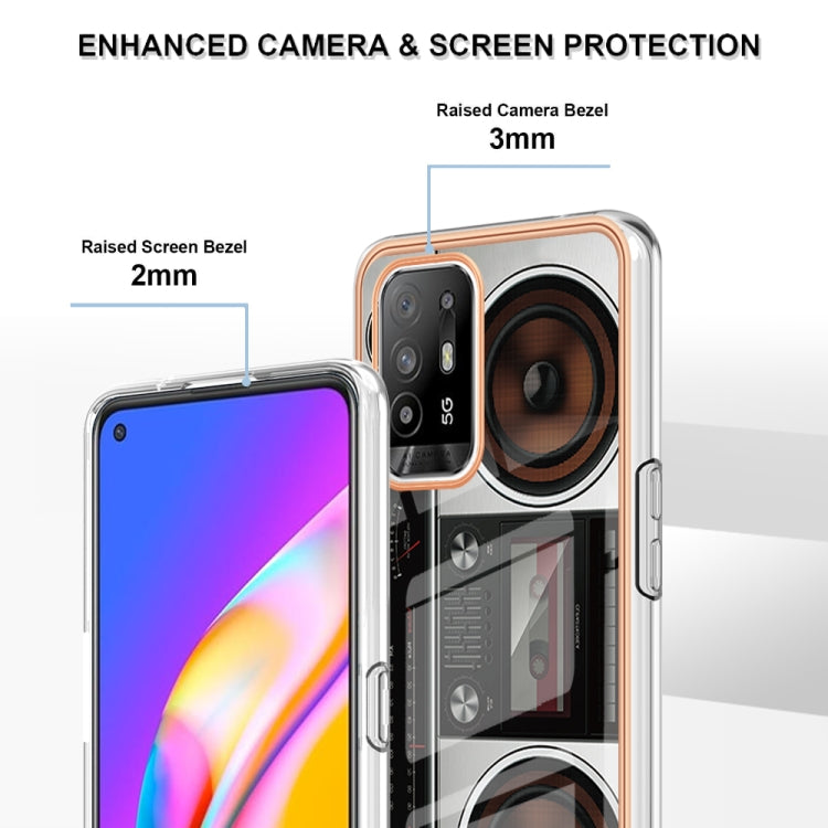 For OPPO A94 5G / A95 5G Electroplating Marble Dual-side IMD Phone Case(Retro Radio)