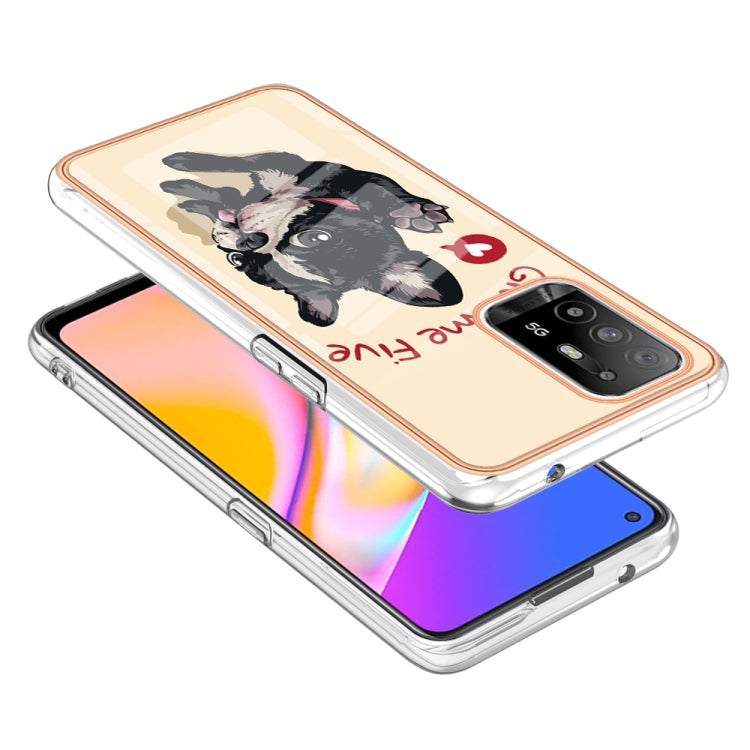 For OPPO A94 5G / A95 5G Electroplating Marble Dual-side IMD Phone Case(Lucky Dog)