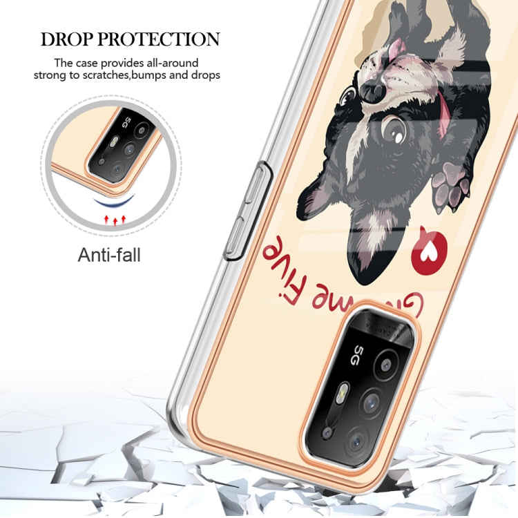 For OPPO A94 5G / A95 5G Electroplating Marble Dual-side IMD Phone Case(Lucky Dog)