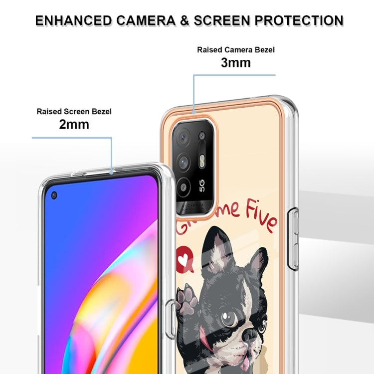 For OPPO A94 5G / A95 5G Electroplating Marble Dual-side IMD Phone Case(Lucky Dog)
