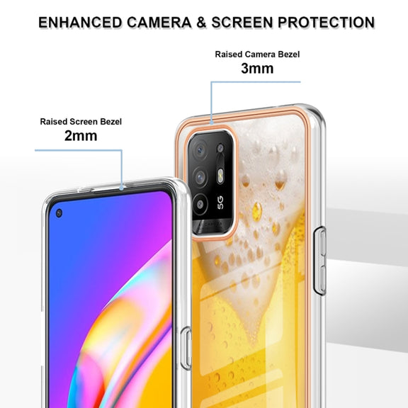 For OPPO A94 5G / A95 5G Electroplating Marble Dual-side IMD Phone Case(Draft Beer)
