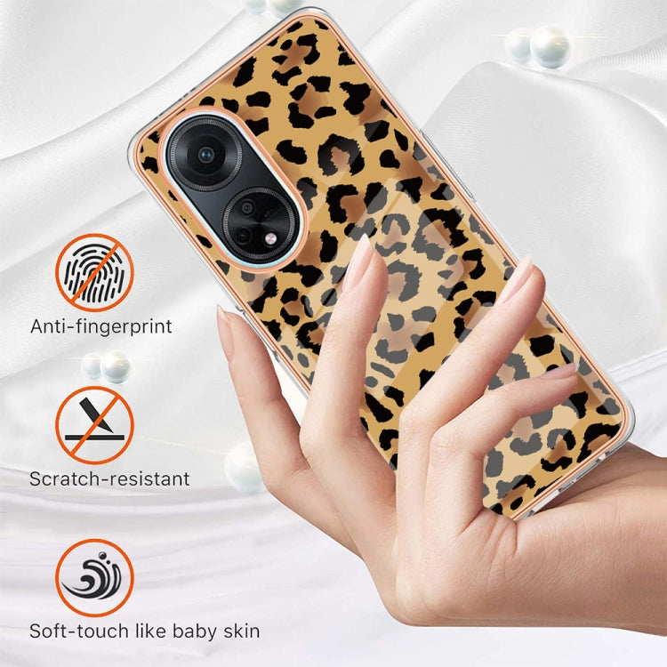 For OPPO A98 Electroplating Marble Dual-side IMD Phone Case(Leopard Print)