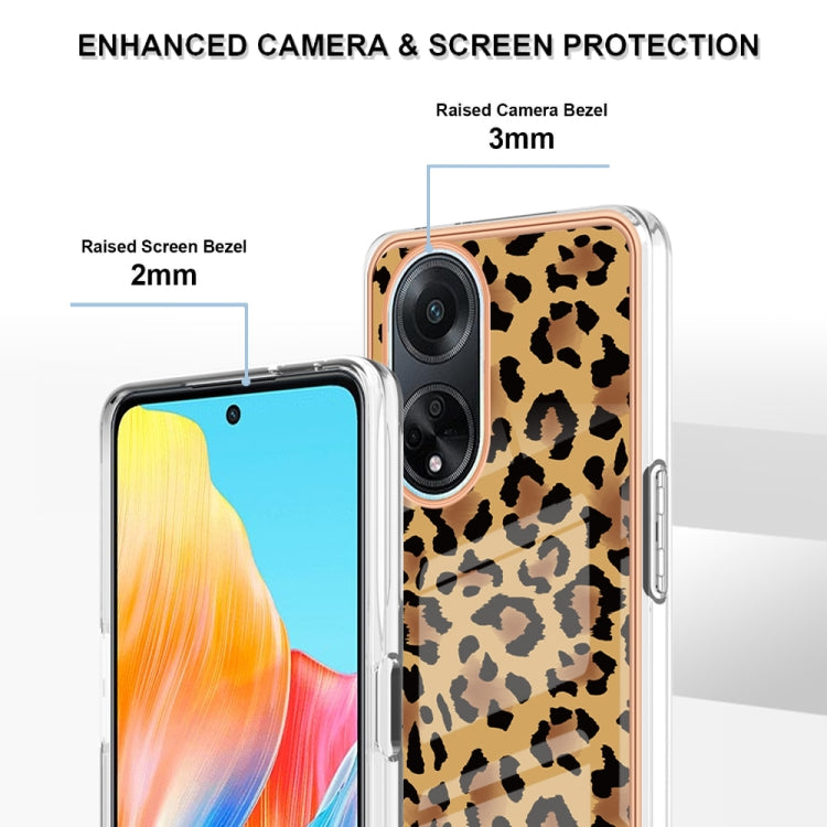 For OPPO A98 Electroplating Marble Dual-side IMD Phone Case(Leopard Print)